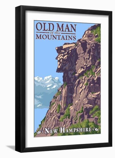 Old Man of the Mountains - New Hampshire-Lantern Press-Framed Art Print