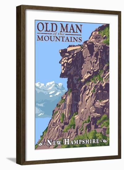 Old Man of the Mountains - New Hampshire-Lantern Press-Framed Art Print