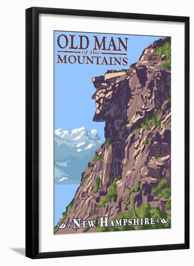 Old Man of the Mountains - New Hampshire-Lantern Press-Framed Art Print