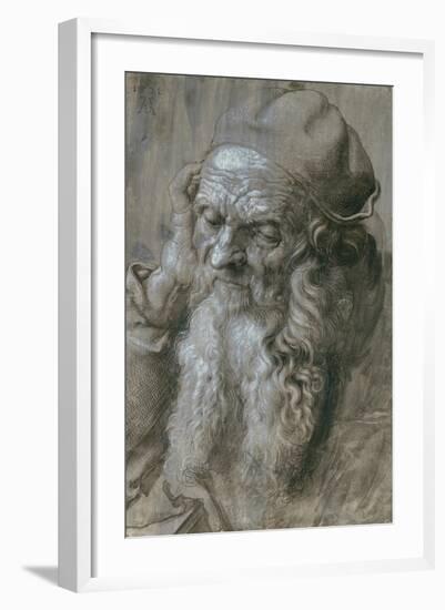 Old Man, or Study for a Saint, Brush Drawing on Brown Paper, 1521-Albrecht Dürer-Framed Giclee Print