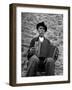 Old Man Playing Accordion-null-Framed Giclee Print
