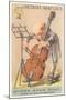 Old Man Playing Cello-null-Mounted Art Print