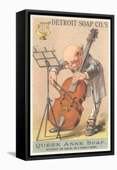 Old Man Playing Cello-null-Framed Stretched Canvas