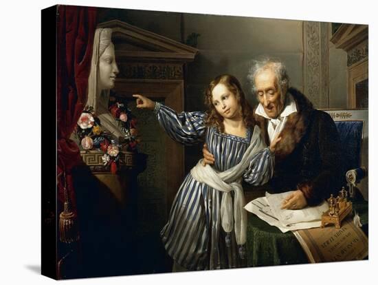 Old Man Pointing Out Maria Luigia's Herm to His Granddaughter, Circa 1830-Giuseppe Molteni-Stretched Canvas