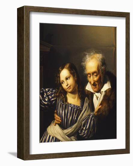 Old Man Pointing Out Maria Luigia's Herm to His Granddaughter, Circa 1830-Giuseppe Moricci-Framed Giclee Print