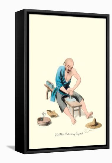 Old Man Polishing Crystal-George Henry Malon-Framed Stretched Canvas