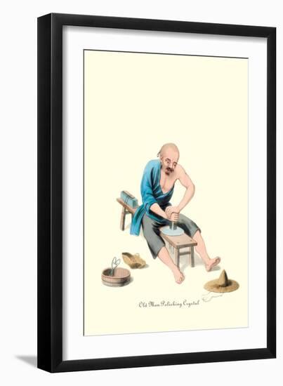 Old Man Polishing Crystal-George Henry Malon-Framed Art Print