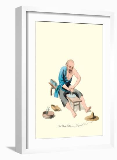 Old Man Polishing Crystal-George Henry Malon-Framed Art Print