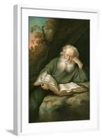 Old Man Reading Book-null-Framed Art Print