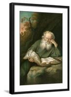 Old Man Reading Book-null-Framed Art Print