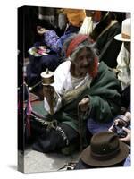 Old Man, Tibet-Michael Brown-Stretched Canvas