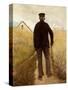 Old Man Walking in a Rye Field-Laurits Andersen Ring-Stretched Canvas