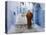 Old Man Walking in a Typical Street in Chefchaouen, Rif Mountains Region, Morocco-Levy Yadid-Stretched Canvas