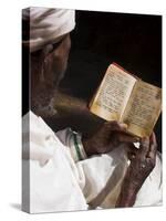 Old Man Wearing Traditional Gabi in Rock-Hewn Monolithic Church of Bet Medhane Alem-Jane Sweeney-Stretched Canvas