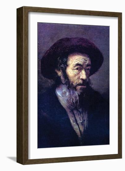 Old Man with a Fur Cap-Rembrandt van Rijn-Framed Art Print