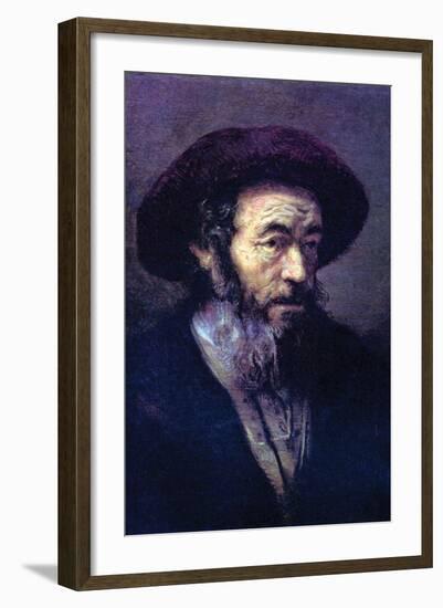 Old Man with a Fur Cap-Rembrandt van Rijn-Framed Art Print