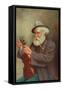 Old Man with a Violin-T. Clare-Framed Stretched Canvas