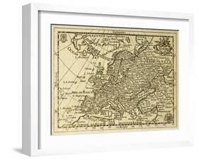 Old Map Europe With Parallels And Meridians. May Be Dated To The End Of Xvii Sec-marzolino-Framed Art Print