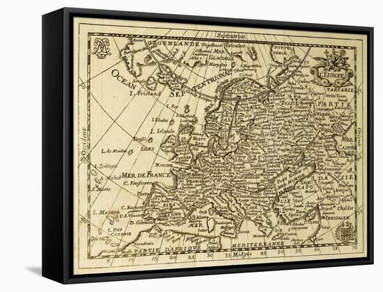 Old Map Europe With Parallels And Meridians. May Be Dated To The End Of Xvii Sec-marzolino-Framed Stretched Canvas