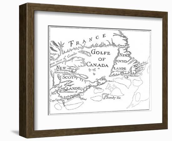 Old Map of Acadia, 17th Century-null-Framed Giclee Print