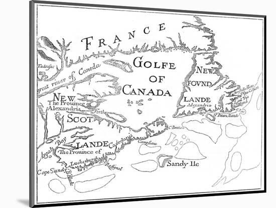 Old Map of Acadia, 17th Century-null-Mounted Giclee Print