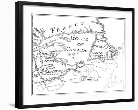 Old Map of Acadia, 17th Century-null-Framed Giclee Print