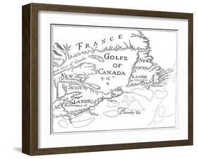 Old Map of Acadia, 17th Century-null-Framed Giclee Print