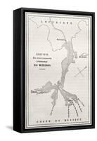 Old Map Of Alluvial Deposits At Missisipi Estuary-marzolino-Framed Stretched Canvas