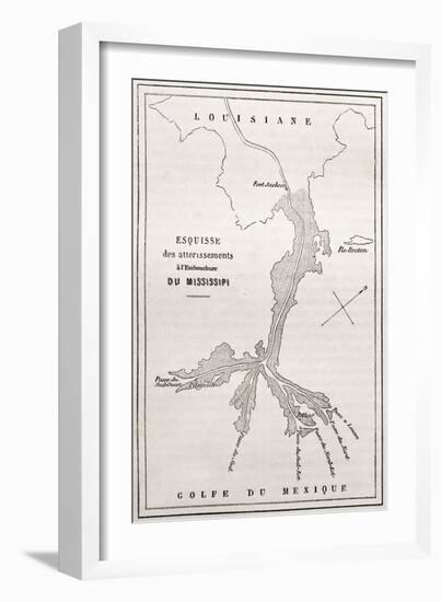 Old Map Of Alluvial Deposits At Missisipi Estuary-marzolino-Framed Art Print