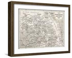 Old Map Of Arctic Region Of Sir John Franklin Northwest Passage Exploration-marzolino-Framed Art Print