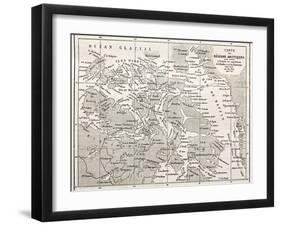 Old Map Of Arctic Region Of Sir John Franklin Northwest Passage Exploration-marzolino-Framed Art Print