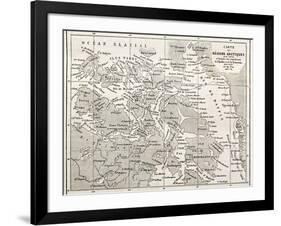 Old Map Of Arctic Region Of Sir John Franklin Northwest Passage Exploration-marzolino-Framed Art Print