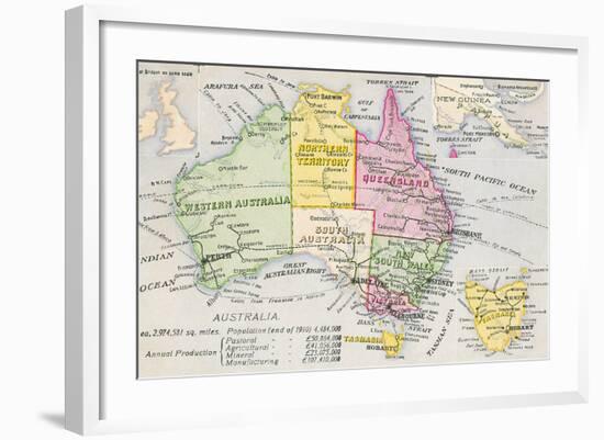 Old Map of Australia-null-Framed Art Print