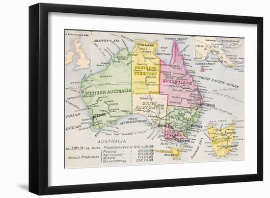 Old Map of Australia-null-Framed Art Print