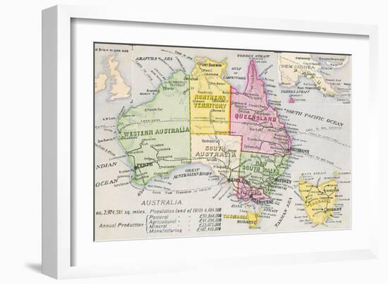 Old Map of Australia-null-Framed Art Print