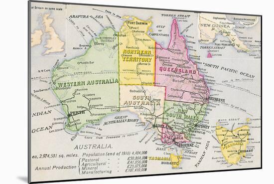 Old Map of Australia-null-Mounted Art Print