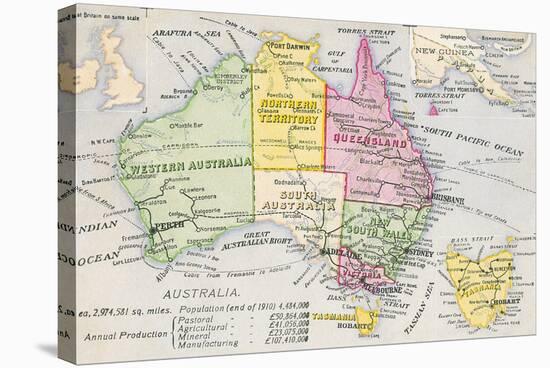 Old Map of Australia-null-Stretched Canvas