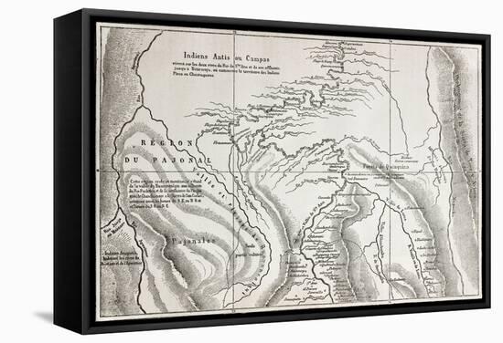 Old Map Of Campa Indians (Ashaninka) Territory, Peru-marzolino-Framed Stretched Canvas