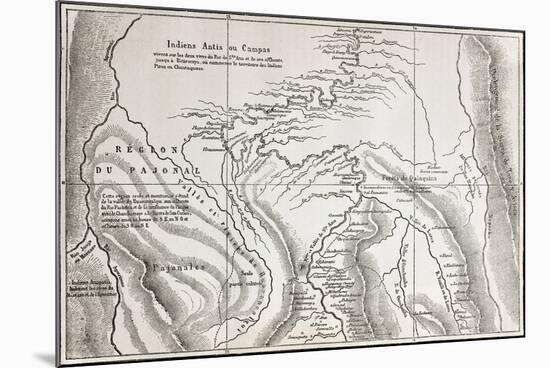 Old Map Of Campa Indians (Ashaninka) Territory, Peru-marzolino-Mounted Art Print