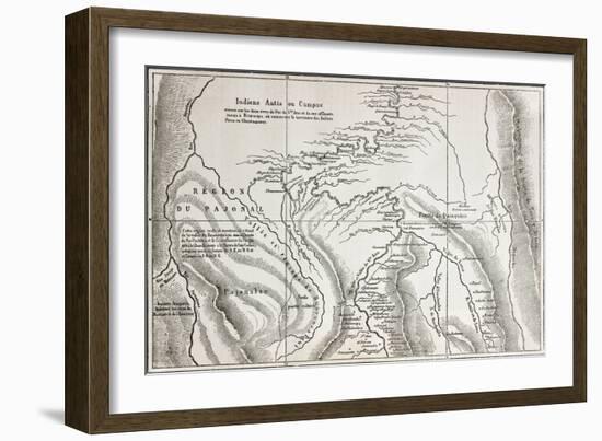 Old Map Of Campa Indians (Ashaninka) Territory, Peru-marzolino-Framed Art Print