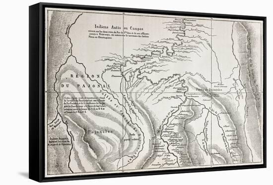 Old Map Of Campa Indians (Ashaninka) Territory, Peru-marzolino-Framed Stretched Canvas