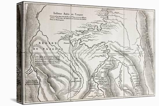 Old Map Of Campa Indians (Ashaninka) Territory, Peru-marzolino-Stretched Canvas