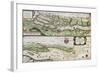 Old Map Of Elbe River And Hamburg Port From The Atlas Appendix-marzolino-Framed Art Print