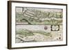 Old Map Of Elbe River And Hamburg Port From The Atlas Appendix-marzolino-Framed Art Print