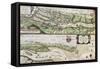 Old Map Of Elbe River And Hamburg Port From The Atlas Appendix-marzolino-Framed Stretched Canvas