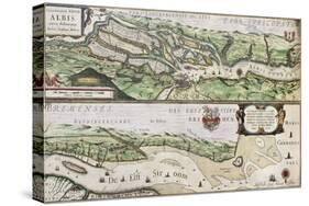 Old Map Of Elbe River And Hamburg Port From The Atlas Appendix-marzolino-Stretched Canvas