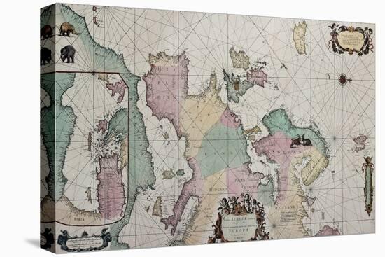 Old Map Of Europe With Eastern Mediterranean Insert Map-marzolino-Stretched Canvas