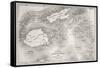 Old Map Of Fiji Islands-marzolino-Framed Stretched Canvas