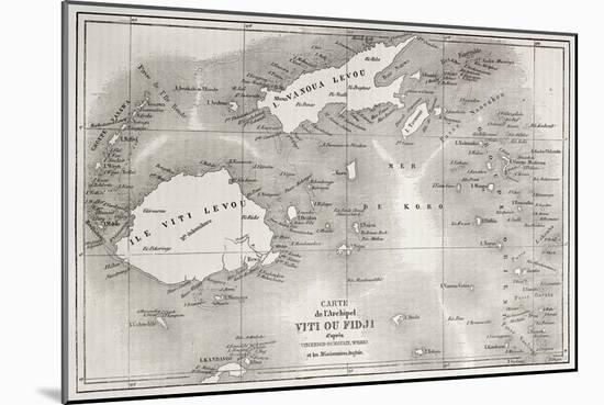 Old Map Of Fiji Islands-marzolino-Mounted Premium Giclee Print