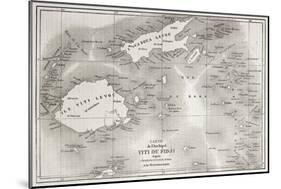 Old Map Of Fiji Islands-marzolino-Mounted Premium Giclee Print